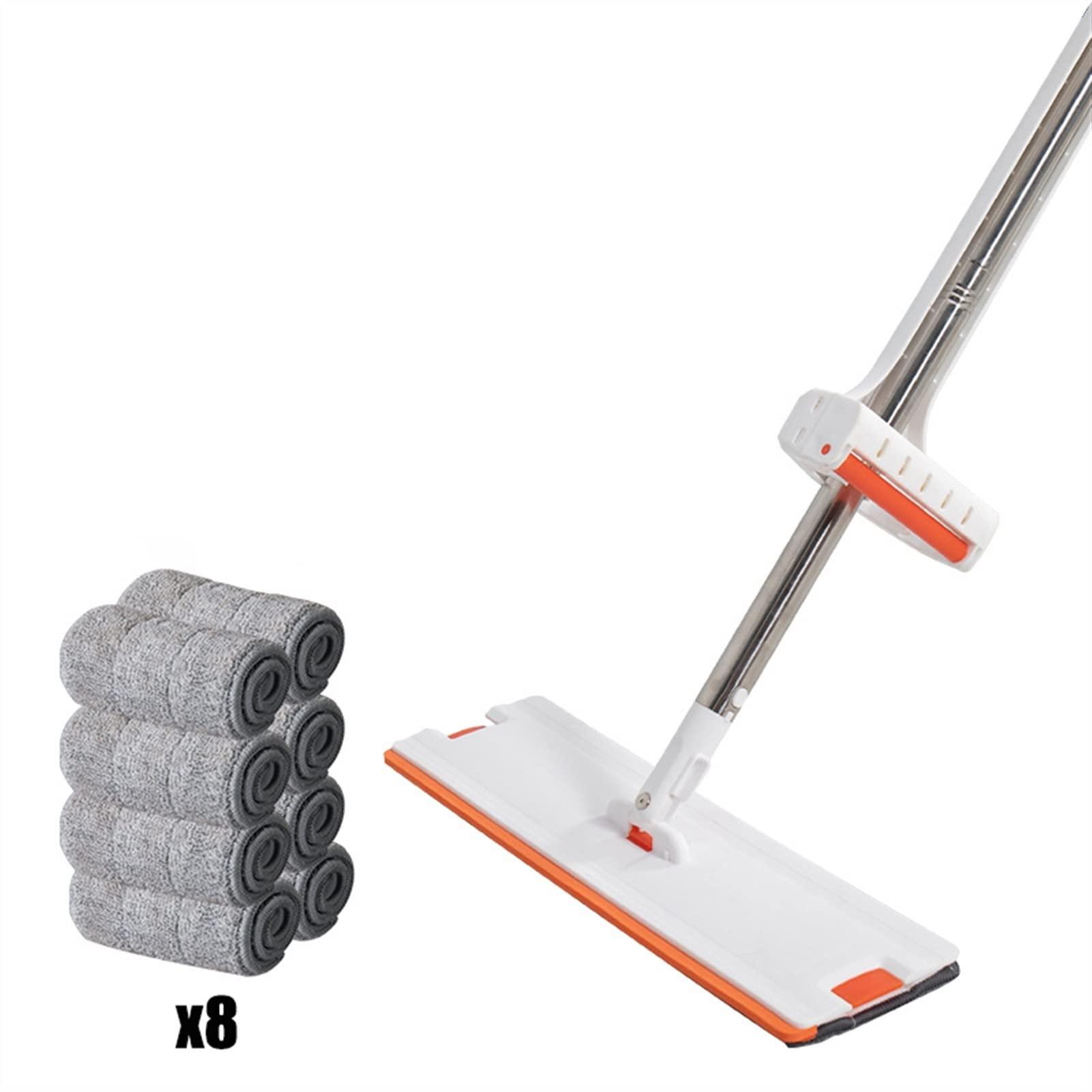 GRFIT Microfiber Mop Magic Self-Wringing Flat Mop Free-Hand Washing Squeeze Mop with Microfiber Replacement Pad Tools for Washing Floor Wood Floor Cleaning Tile Floor Cleaning ( Color : Within 8 Pads )