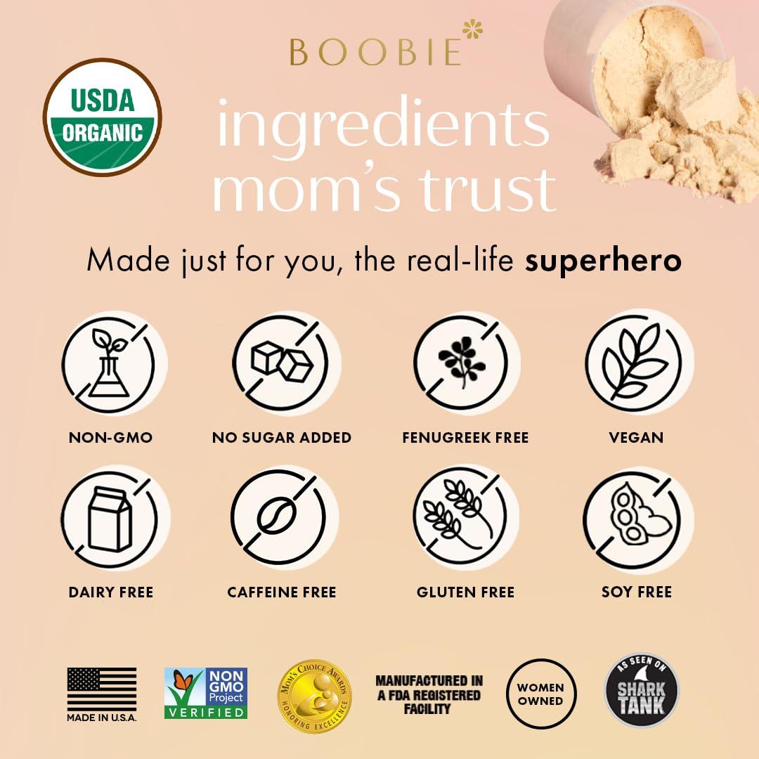 Boobie Brands Boobie Body Superfood Protein Meal Replacement Shake, Vanilla Cookie Flavor | 19g Protein | Safe for Pregnancy, Lactation, & Motherhood | Organic, Vegan, Zero Sugar, 1 Tub (21 oz.)