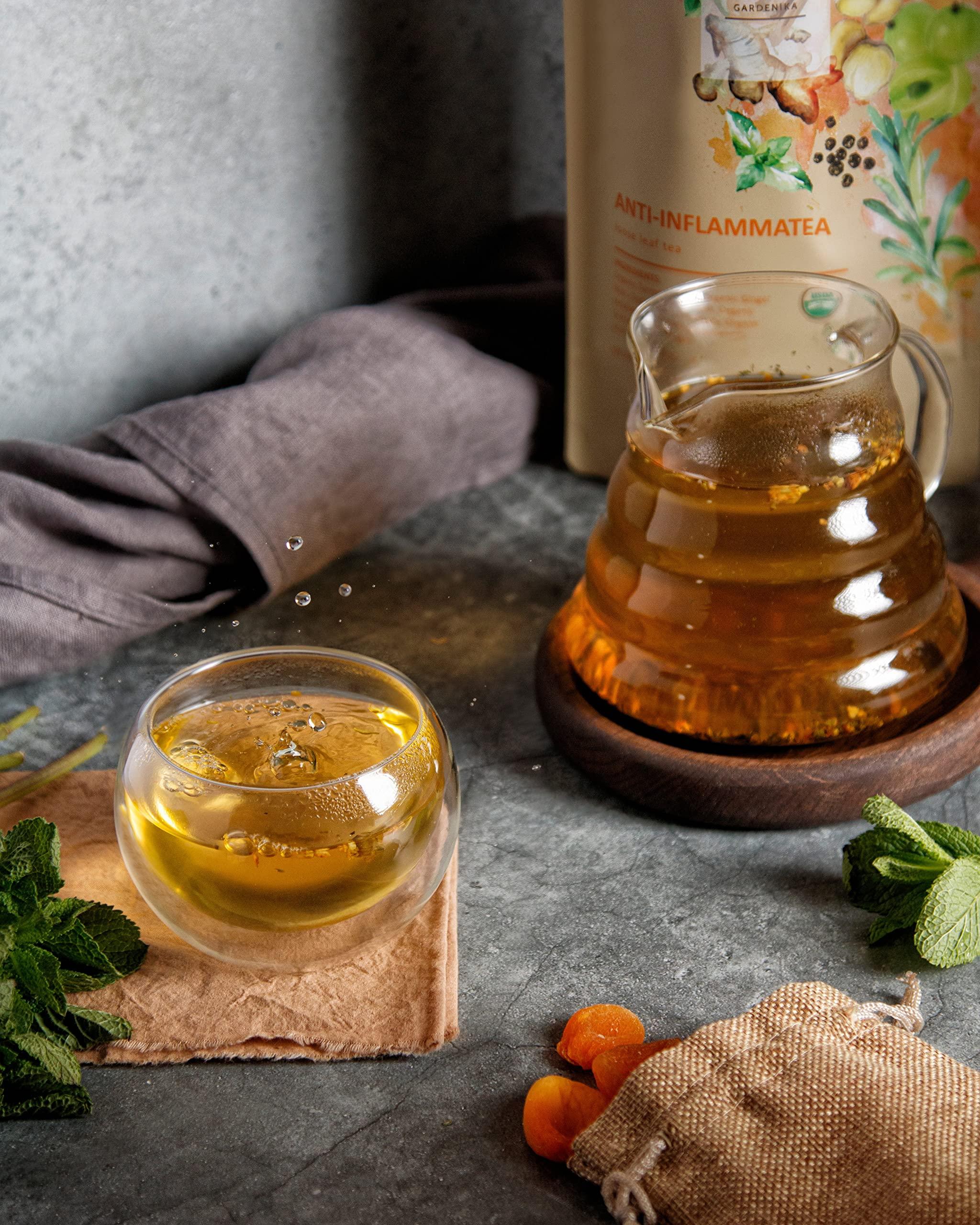 Gardenika Anti-Inflammatea Loose Leaf Tea with Ginger, Turmeric, Peppermint - Kosher, Ayurvedic - Herbal and Caffeine-Free - 3 Pack (12 oz)