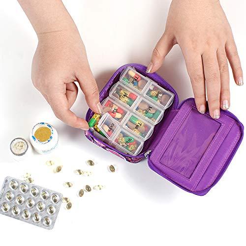 MJFloria Pill Organizer Case, Weekly Pill Box for Vitamin and Supplement Holder, 7-Day Travel Organizer Medicine Case
