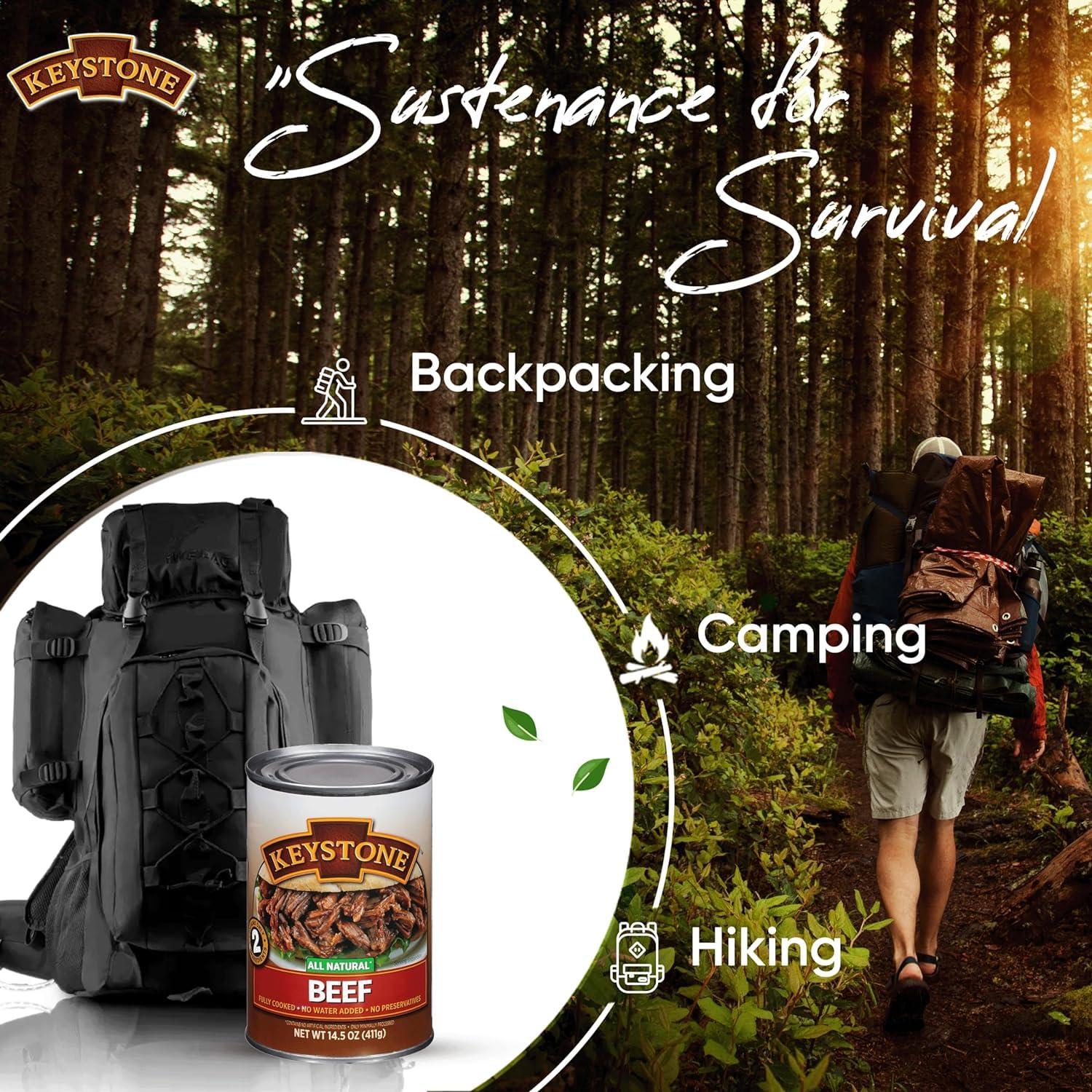 Keystone Keystone Meats All Natural Canned Beef 14.5 Oz Long Shelf Life Emergency Food For Camping Canned Meat Fully Cooked Ready to Eat | Gluten Free Pack of 6