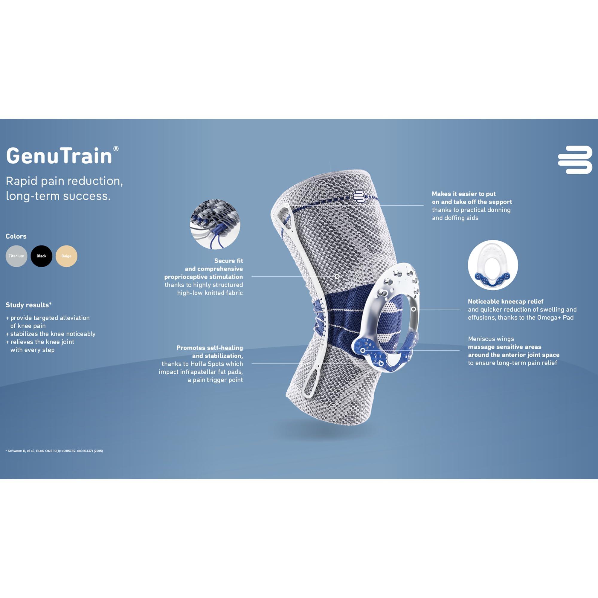 BAUERFEIND Bauerfeind - GenuTrain - Knee Brace - Targeted Support for Pain Relief and Stabilization of The Knee, Provides Relief of Weak, Swollen, and Injured Knees- Size 0 - Color Nature