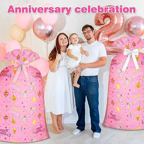 BWLOIES Jumbo Gift Bag Birthday Gift Bag for Girls Kids,Big Gift Bags for Huge Gift Bags Giant Gift Bags with Happy Birthday Cake Balloon Pink Design,Extra Large Gift Bag Oversized Gift Bags Bithday Gift Wrap Bag for Present Bag,Wrapping Bags for large Gifts