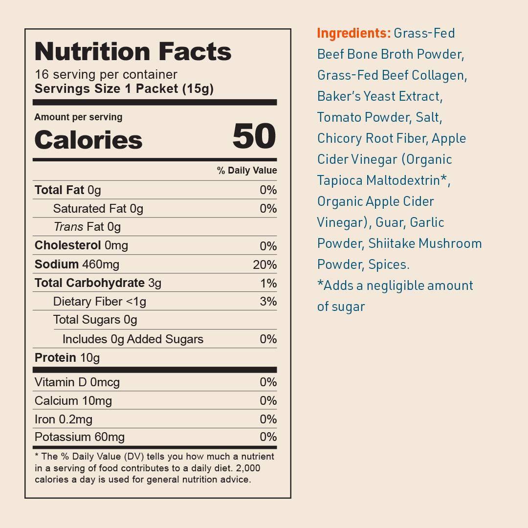 Bare Bones Bare Bones Beef Bone Broth Instant Powdered Mix | Rich Savory Packets on-the-Go No Artificial Flavors | 100% Grass Fed Keto & Paleo Friendly | Sticks 10g Protein | 32 Pack