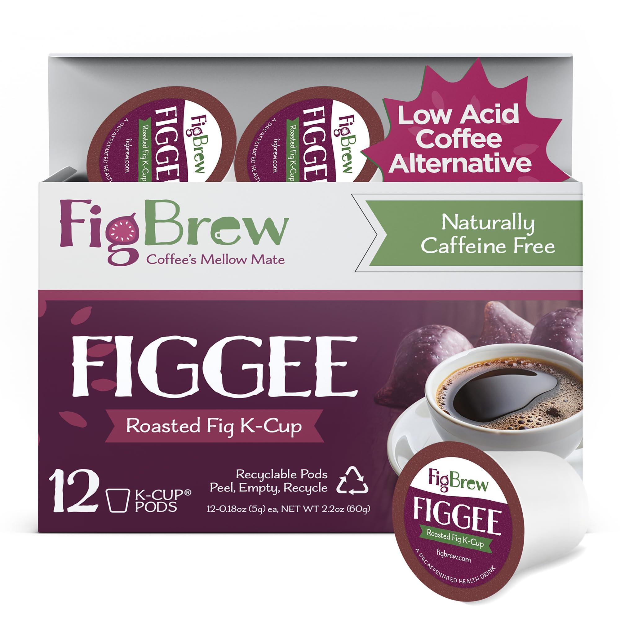 FigBrew FigBrew Figgee Roasted Fig Coffee Substitute, Coffee Alternative | Gluten-Free, Caffeine-Free, Organic & Natural Flavor | 12 Individual K-Cups, Single-Serve Pods