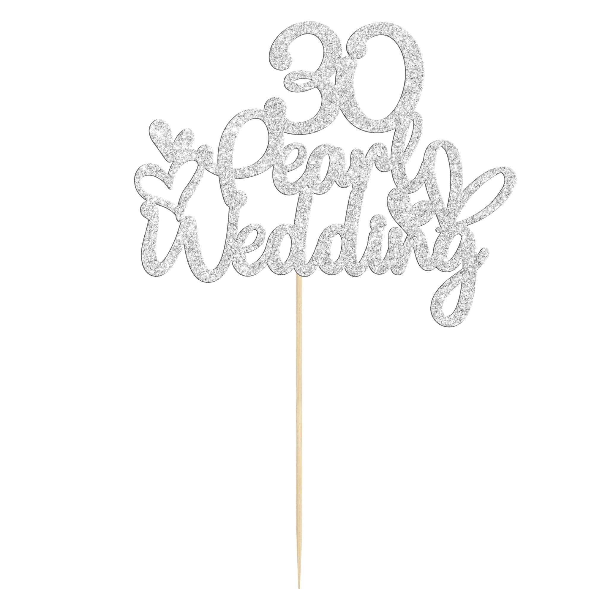 Gyufise Gyufise 1Pcs 30 Pearl Wedding Cake Topper Glitter 30 Pearl Years Cake Pick Decoration for Happy 30th Anniversary Wedding Party Cake Decorations Supplies