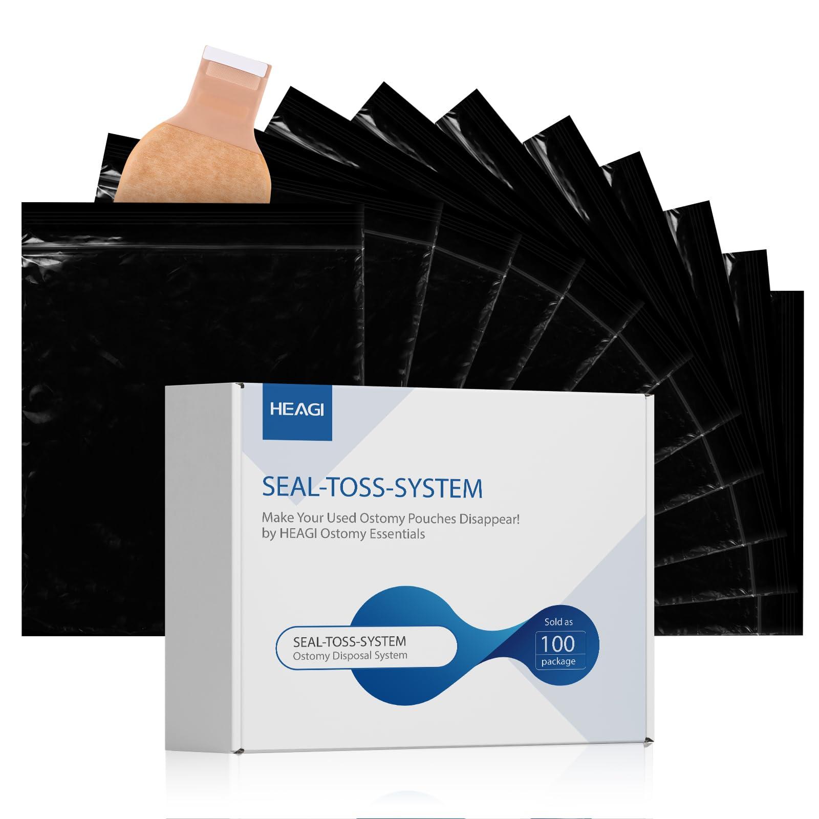 Heagimed Ostomy Pouch Disposal Bags, Seal-N-Toss Ostomy Disposal System, High Sealing/Prevents Odours/No Mess/Eco-Friendly Disposal Bags for Colostomy Bags, Nappies, Incontinence Pads - 100 Pack