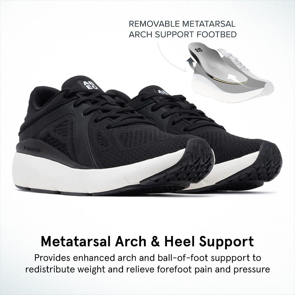 ABEO ABEO MXV Shift Womens Metatarsal Footbed Walking Shoes | Orthopedic Shoes for Women | Ball of Foot Pain Relief | Metatarsalgia Shoes Black 7 Medium