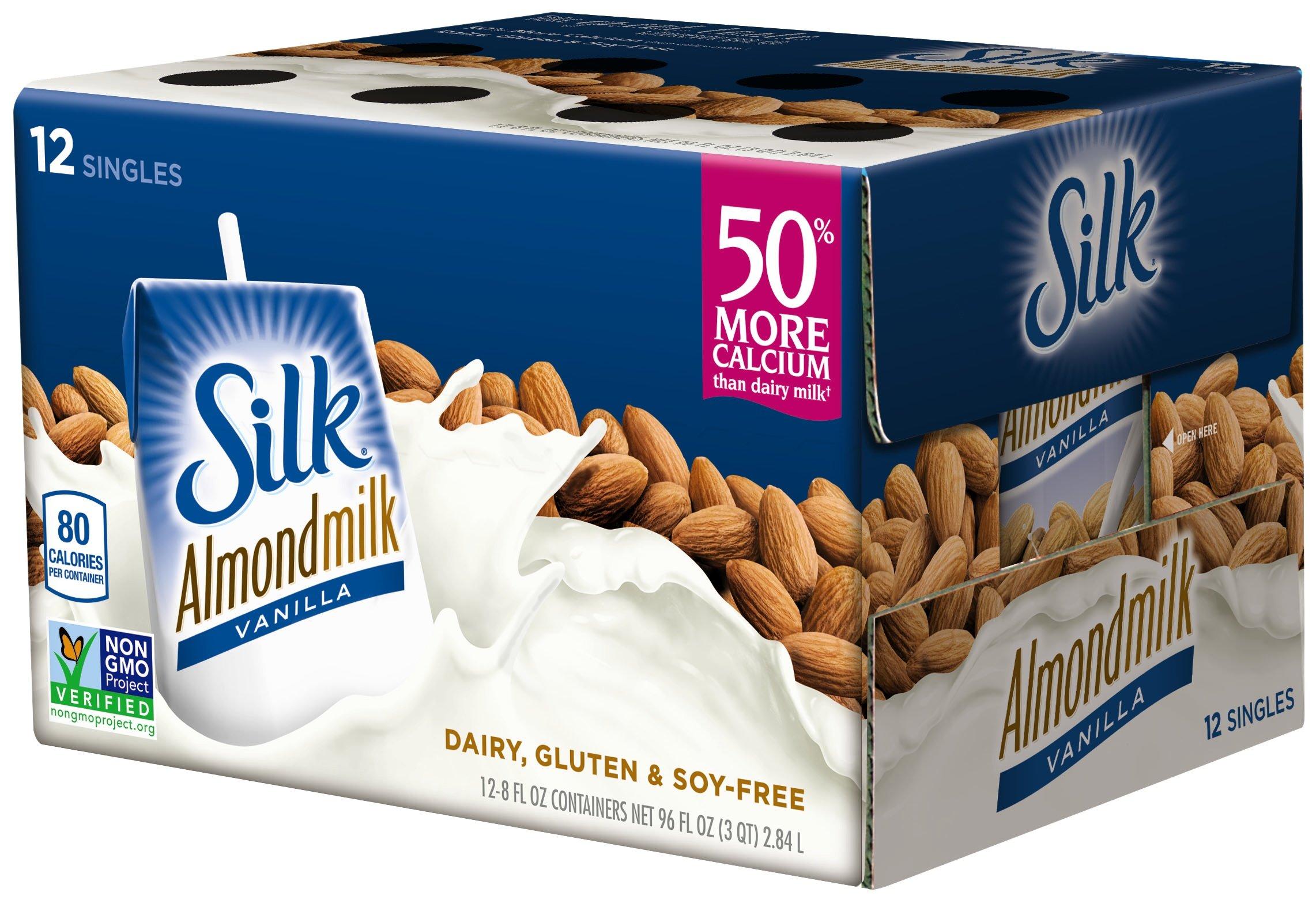 Silk Silk Almond Milk, Vanilla, 8 Ounce (Pack of 12)