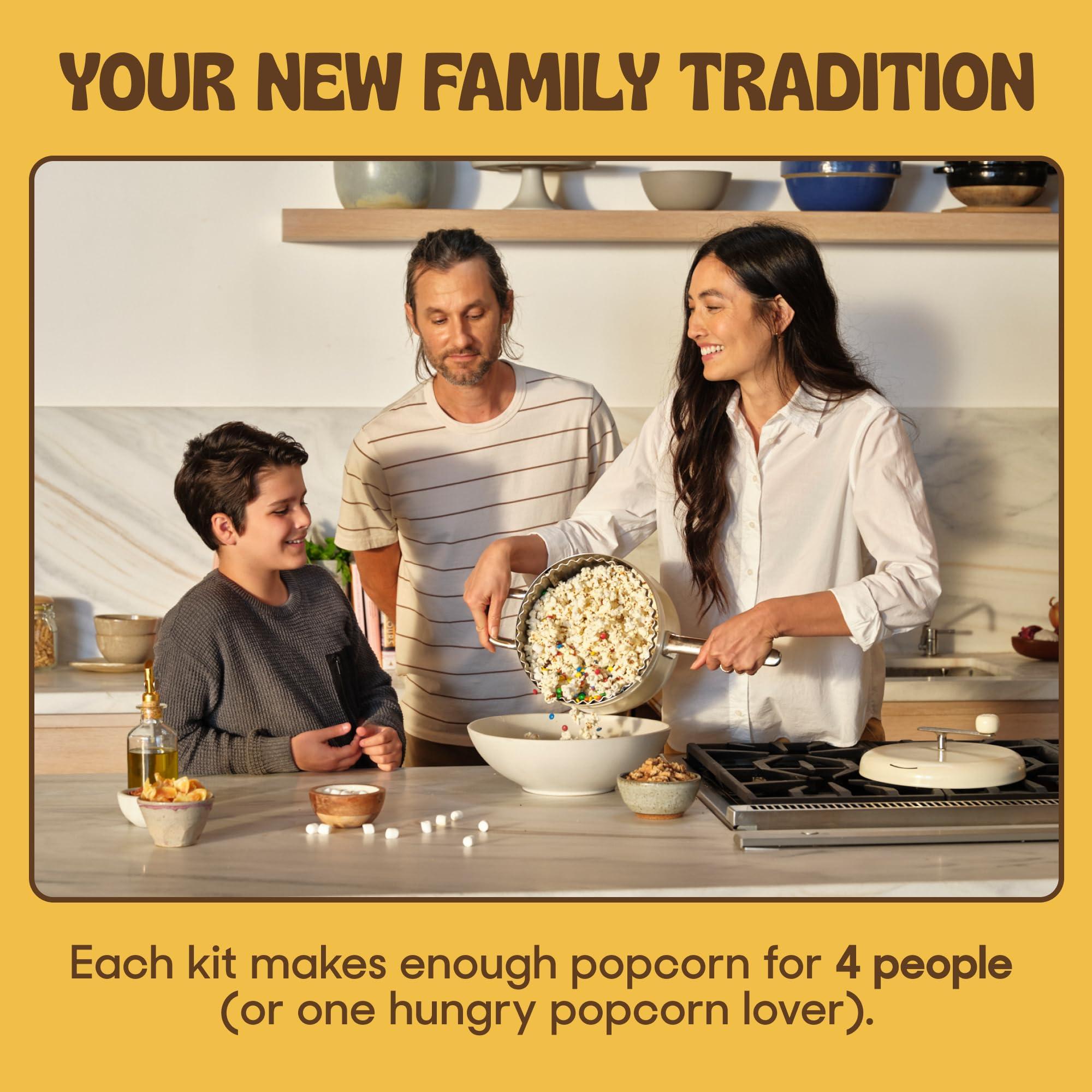 POPSMITH Popsmith Popcorn Pre-Measured Popcorn Kits - Five 4-oz Buttery Popcorn Kits with Butter Flavored Coconut Oil & Buttery Popcorn Salt. Authentic Movie Theater Flavor.