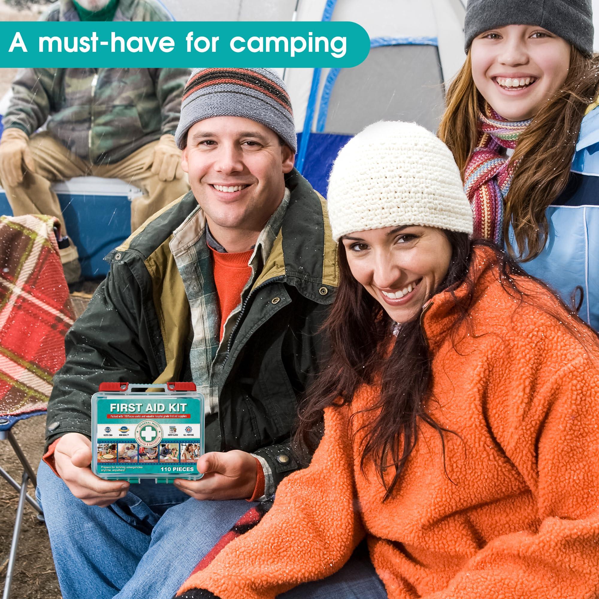 General Medi General Medi 110 Pieces Small First Aid Kit - HardCase First Aid Box - Contains Premium Medical Supplies for Travel, Home, Office, Vehicle, Camping, Workplace & Outdoor