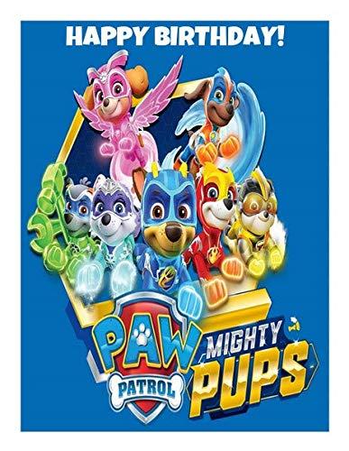 TNCT Happy Birthday Mighty Pups Edible Image Cake Topper For Quarter Sheet Cake!