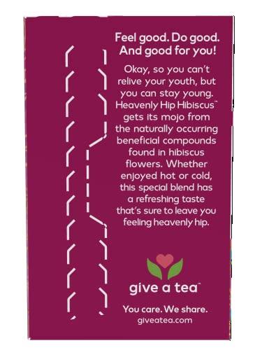 NOW NOW Give a Tea®, Heavenly Hip Hibiscus™, Hibiscus Herbal Punch Tea, Everyday Wellness with the Refreshing Punch of Hibiscus Flowers, Caffeine Free, 24 Tea Bags