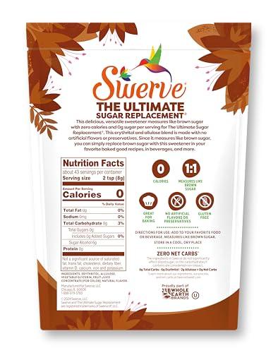 Swerve Swerve Ultimate Sugar Replacement Sweetener, Brown Sugar Substitute, Keto Friendly, Zero Calorie, Zero Sugar, Non-Glycemic, Gluten Free, 12 ounces