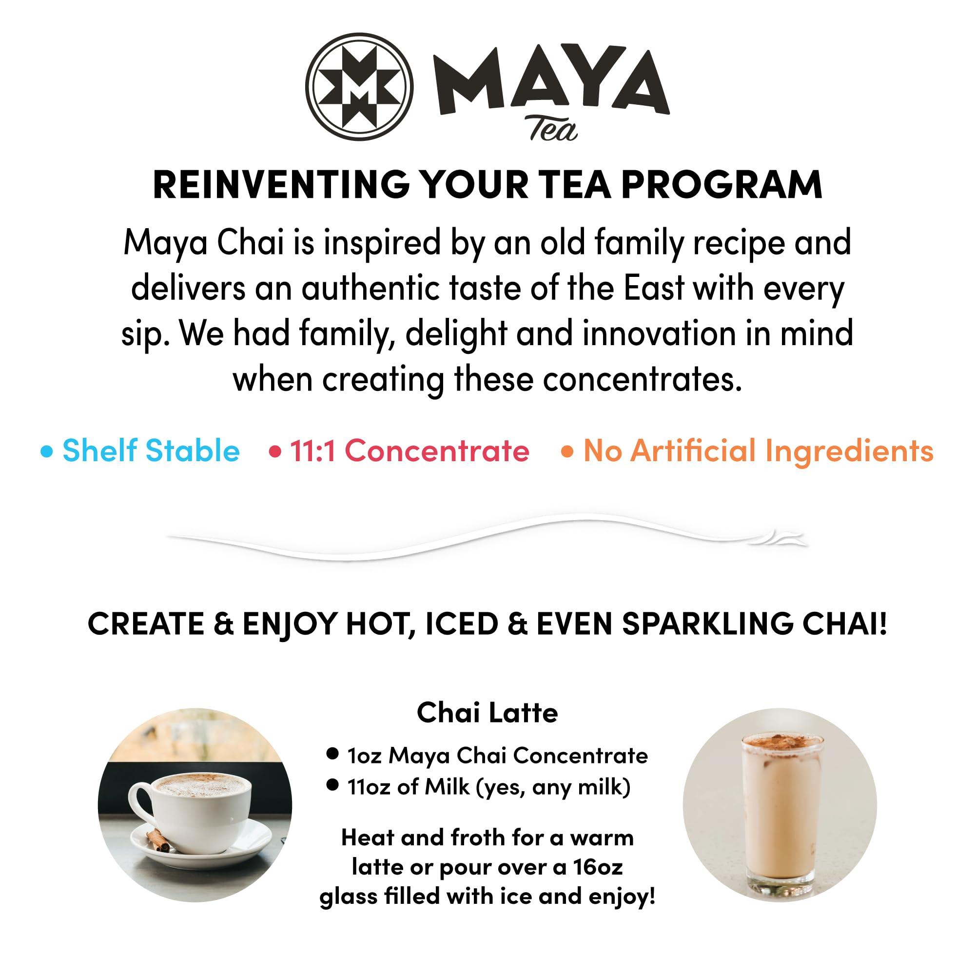Maya Tea Maya Chai Tea Concentrate, Devi, Extra Spice, Heritage Recipe, 64 Fl Oz, Pack of 4 with 1 Pump