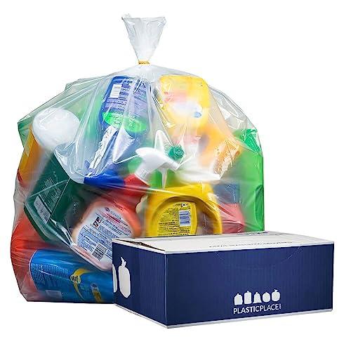 Plasticplace Plasticplace Trash Bags: Heavy-Duty 55-60 Gallon Can Liners (38\"x58\", 1.5 Mil) in Clear - Multiuse Garbage Bags, 50 Count Garbage Bags