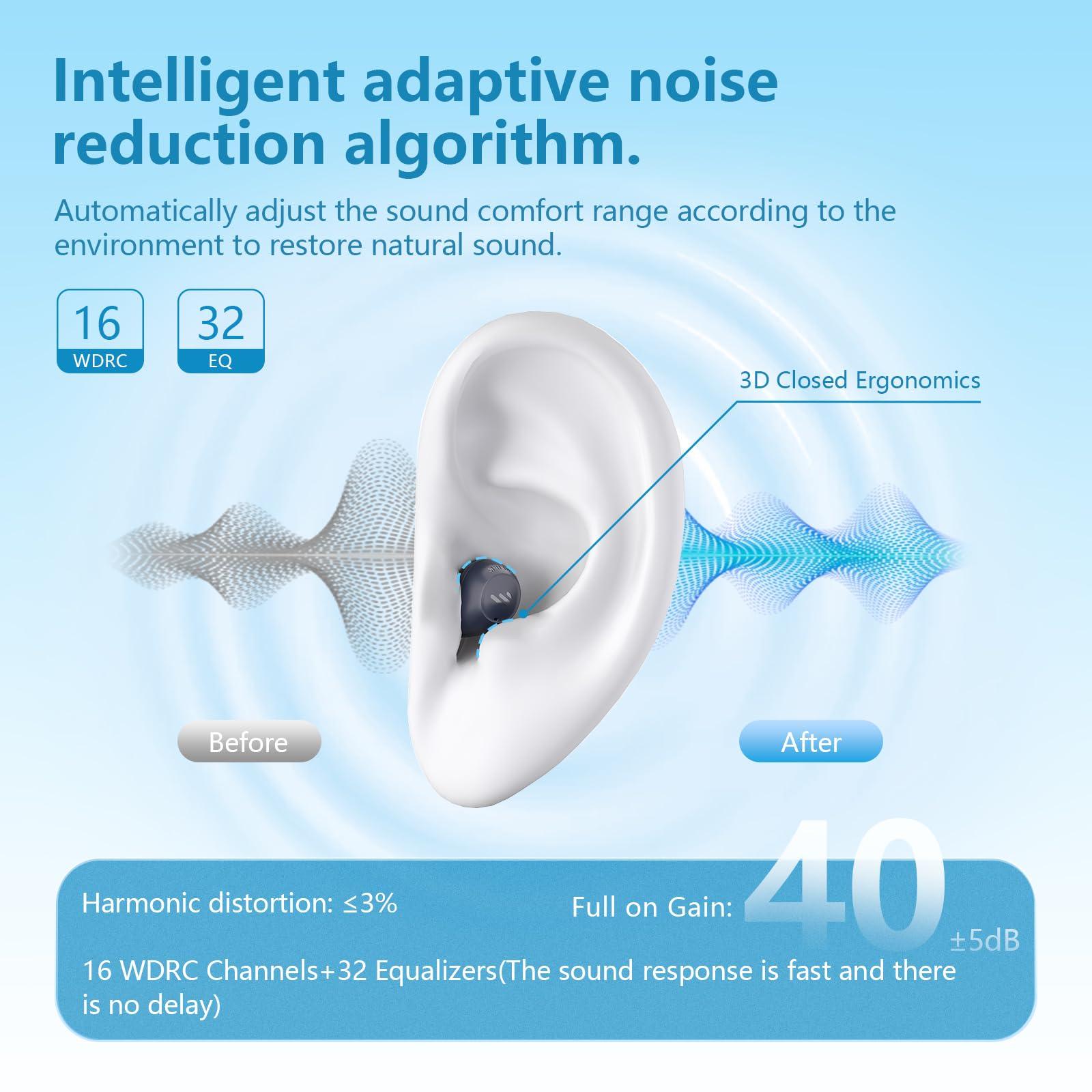 Edifier Edifier Mini Hearing Aids, Bluetooth Hearing Aids for Seniors, Rechargeable OTC Smart Hearing Aid with Noise Cancellation, Comfortable Fit and Nearly Invisible, App Control, Superior Sound Quality