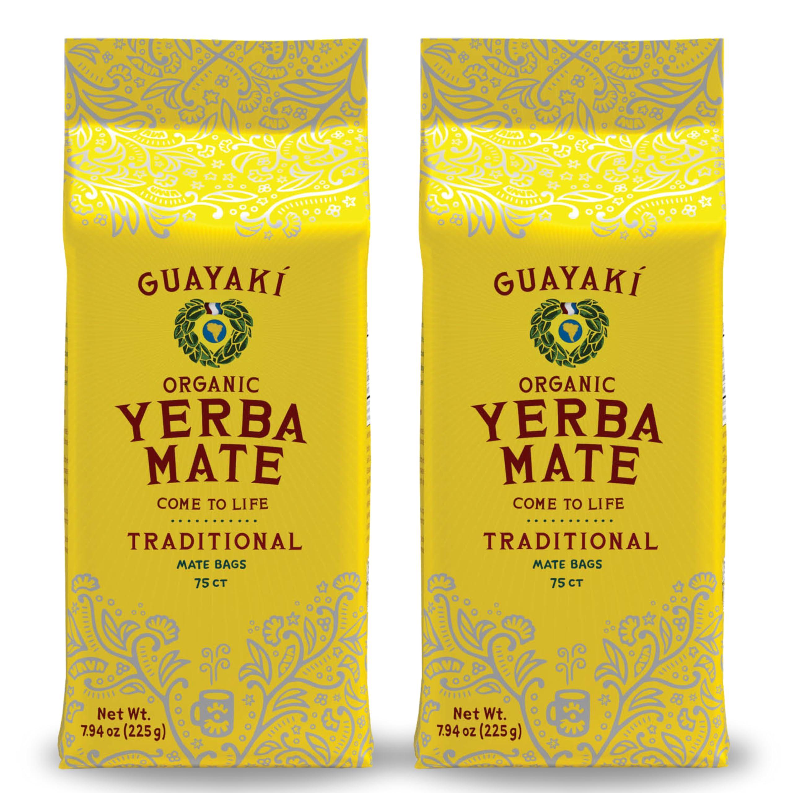 Guayaki Guayak Yerba Mate, Organic Traditional Unsweetened Single Serve Tea Bags, Perfect for Cold Weather Fall Drinks, 75 Tea Bags (Pack of 2), 150 Total Tea Bags, 40mg Natural Caffeine, Smooth Energy