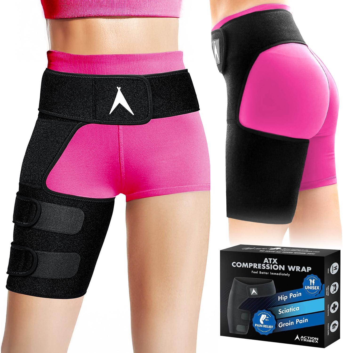 Action Tribex Action Tribex ATX Hip Brace for Sciatica Pain Relief Devices Adjustable Ortho Groin Compression Wrap, Hamstring & Thigh Brace for Women & Men Support for Sciatica Pain Relief Brace (M-L (Left/Right Leg))