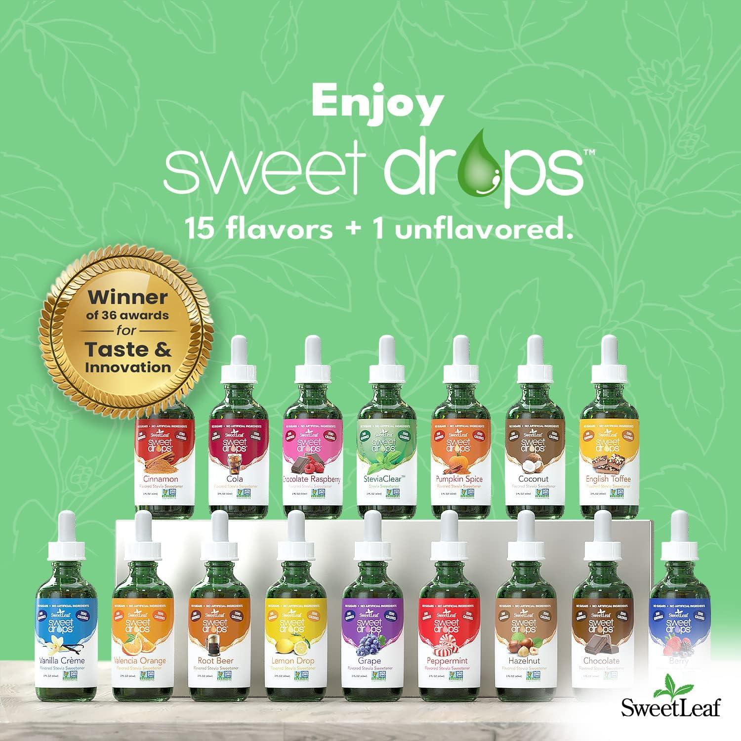 Sweet Drops SweetLeaf Sweet Drops - Flavored Stevia Liquid Sweetener, Organic Stevia Extract, Zero Calorie, Keto Friendly, Non GMO, Natural Flavor, Sugar Alternative - Vanilla Creme, 2 Fl Oz (Pack of 3)