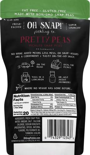 Oh Snap OH SNAP! | Pretty Peas (12 Pack) | Pickled Sugar Snap Peas Snacks | Fresh Packed Ready To Eat Pickled Peas | Gluten-Free, Fat-Free & Made With Non-GMO Veggies - OH SNAP! Is A Delicious & Healthy Snack