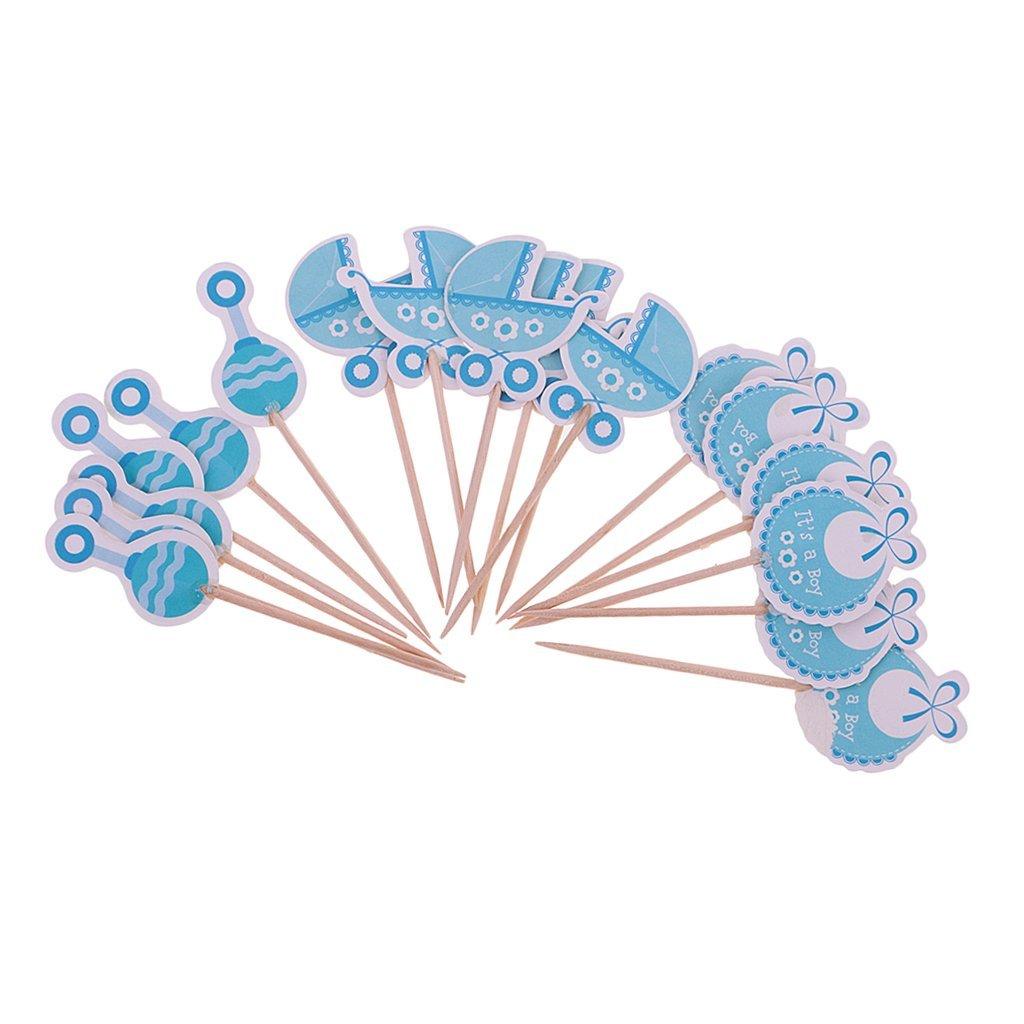 Inzopo Pack of 18 It'a a Girl or Boy Cake Topper Baby Shower Christening Party Cupcake Picks - It's a Boy, One Size