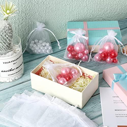 Hoolerry 500 Pcs Organza Gift Bags Jewelry Bags Small Mesh Bags Drawstring Sachet Bags Wedding Favor Bags Bracelet Bags for Packaging Sheer Bags Jewelry Pouches for Small Gifts (White, 3 x 4 Inch)