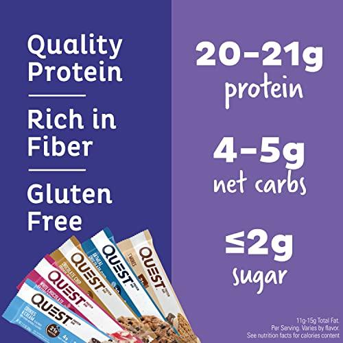 Quest Nutrition Quest Protein Bar Bundle with Cookies & Cream and Variety Packs, 18g and 20-21g Protein, Gluten Free