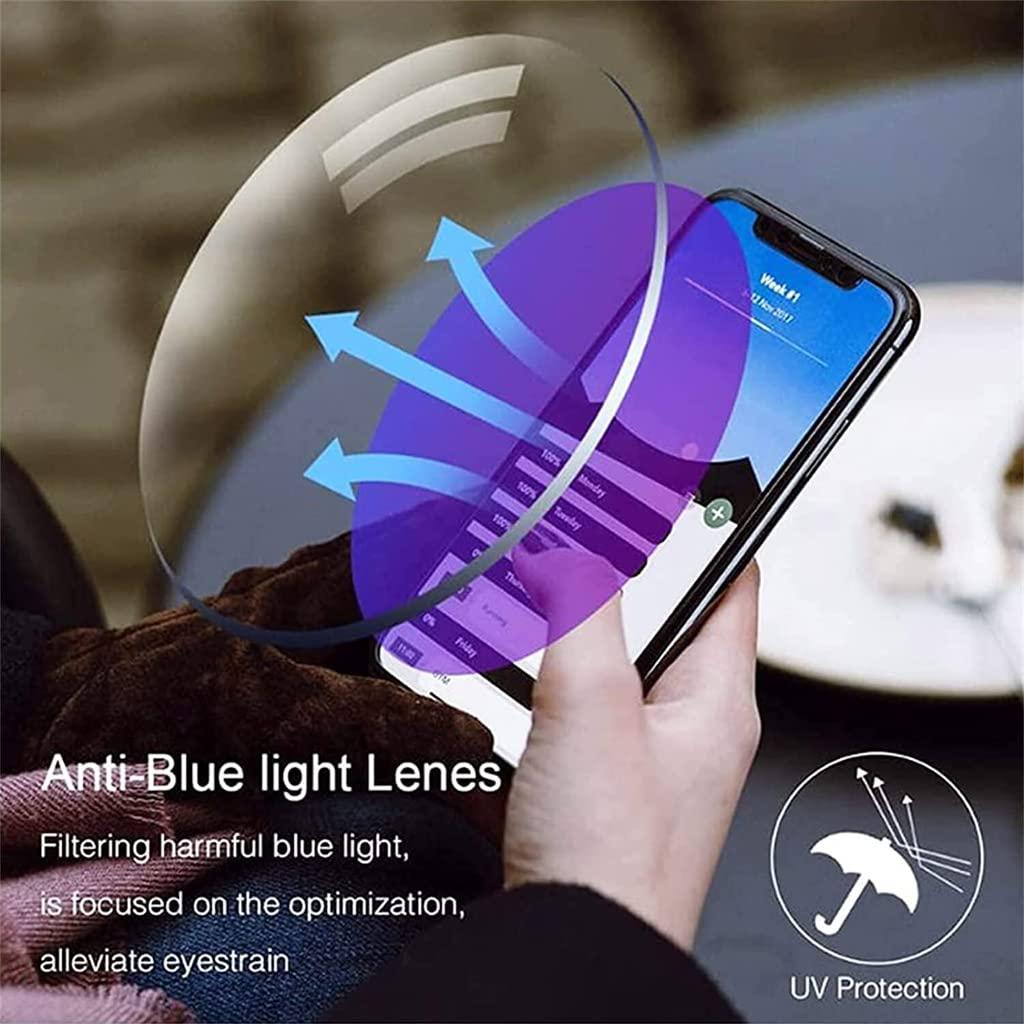 Yiushing Yiushing Color Glint Sapphire High Hardness Anti-blue Progressive Far And Near Reading Glasses, For man and woman (+4.00 / Over 75 Age)