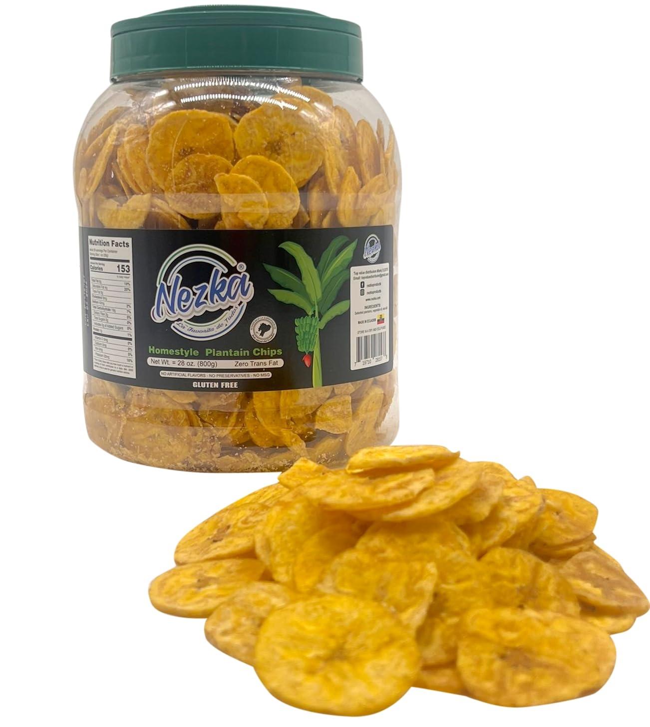 NEZKA Nezka Lightly Salted Plantain Chips - Delicious Crunchy Snacks and Side Dish - Gluten Free, Vegan, Non-GMO - 28 Oz