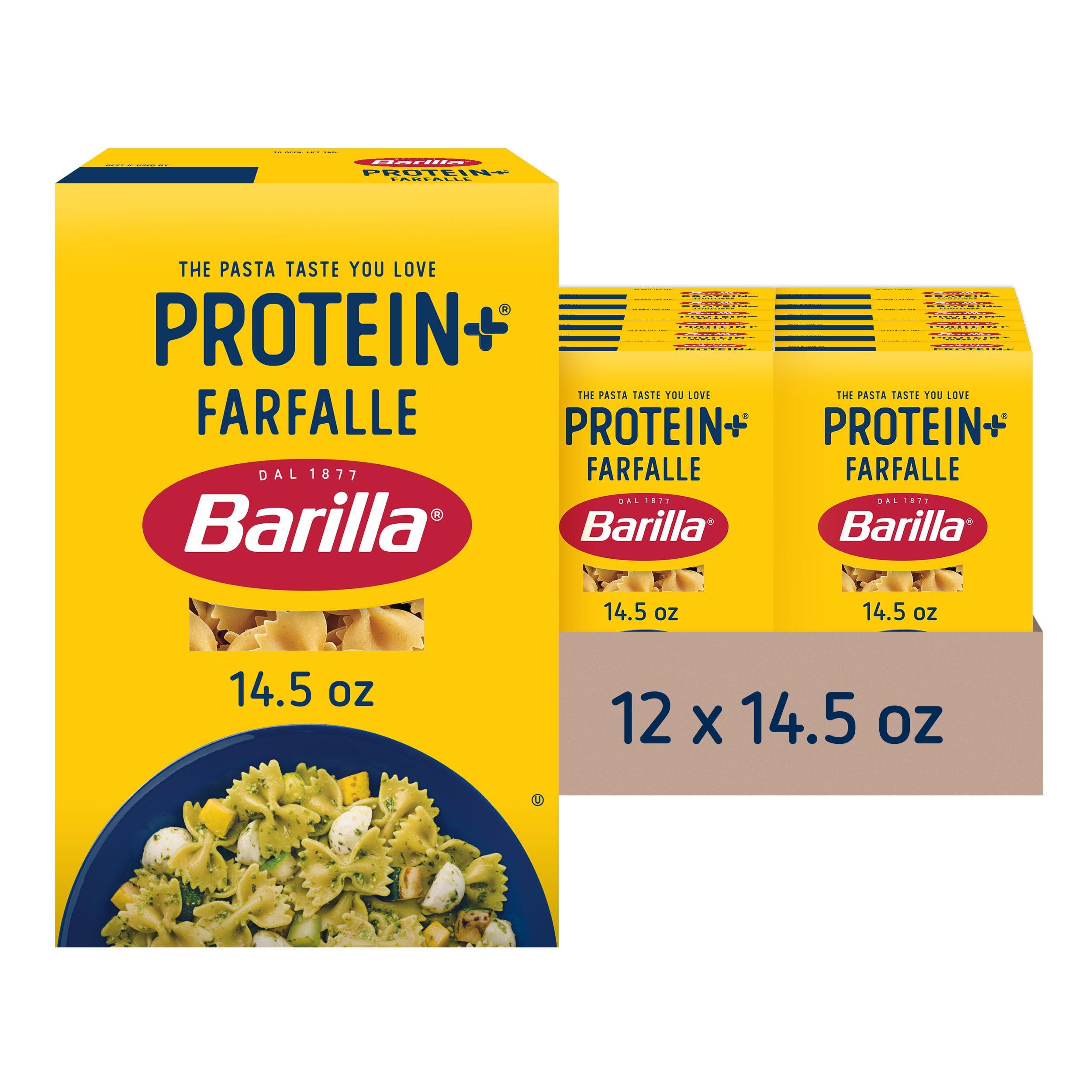 Barilla BARILLA Protein+ (Plus) Farfalle Pasta, 14.5 Ounce (Pack of 12) - plant based pasta - Made from Lentils, Chickpeas & Peas - Non-GMO, Kosher Certified and Vegan