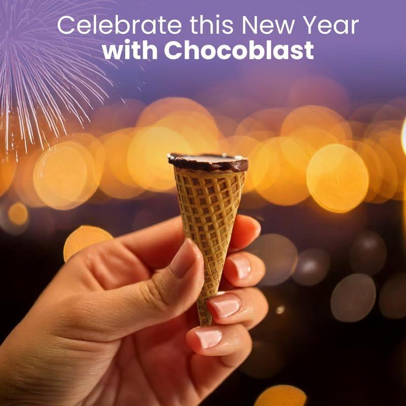 Pure Temptation Pure Temptation Gold Chocoblast Waffle Cones [10 Pieces] Snacks for Kids & Adults - Non-Meltable Chocolate Gift Box - Individually Wrapped Chocolate-Filled Waffle Cones Bites for Christmas Gifts