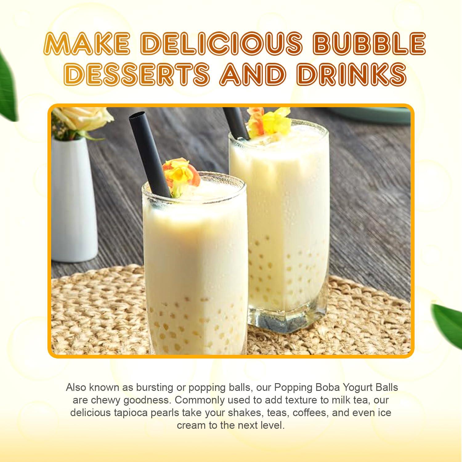 Fanale Fanale Yogurt Popping Boba Pearls, Vegan, Non GMO, Gluten Free, Fat Free, Perfect for Bubble Tea, Smoothies, Ice Cream, Desserts, and Beverages.