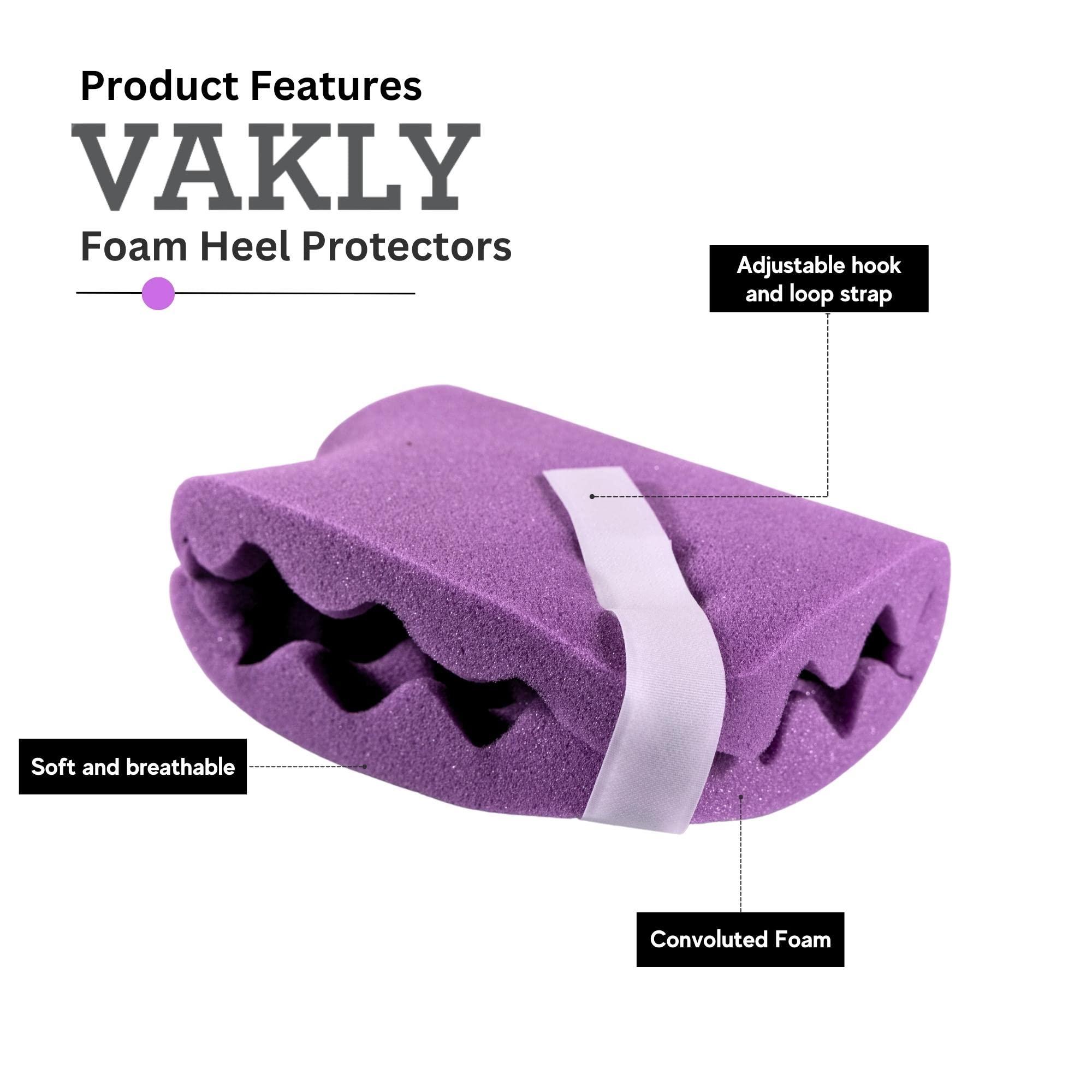 Vakly Convoluted Foam Padded Heel Protectors [36 Pair 72 Total] Adjustable Eggcrate Foot Pillow Cushion Protector to Relieve Feet Pressure from Open Bed Sores, Ulcers and Injuries - Purple (36 Pairs)