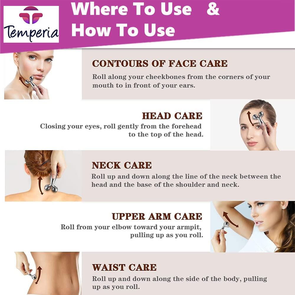 Temperia Temperia 3d Manual Face Massager For Women | Facial Massager & Face Roller For Glowing Skin | Self Care Product | Body Massage Tool, Silver