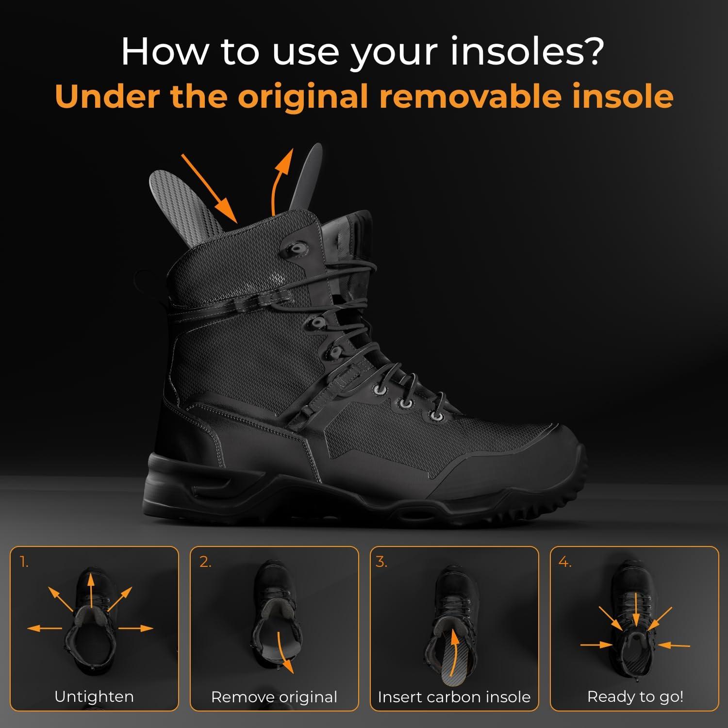 ESTCARBON Carbon Fiber Insole for Men & Women 1 PC Carbon Fiber Shoe Insert, Carbon Fiber Foot Plate - Hallux Rigidus Relief, Turf Toe, Mortons Extension, Big Toe, Carbon Fiber Insoles Women 8.5-9, Mens 7.5