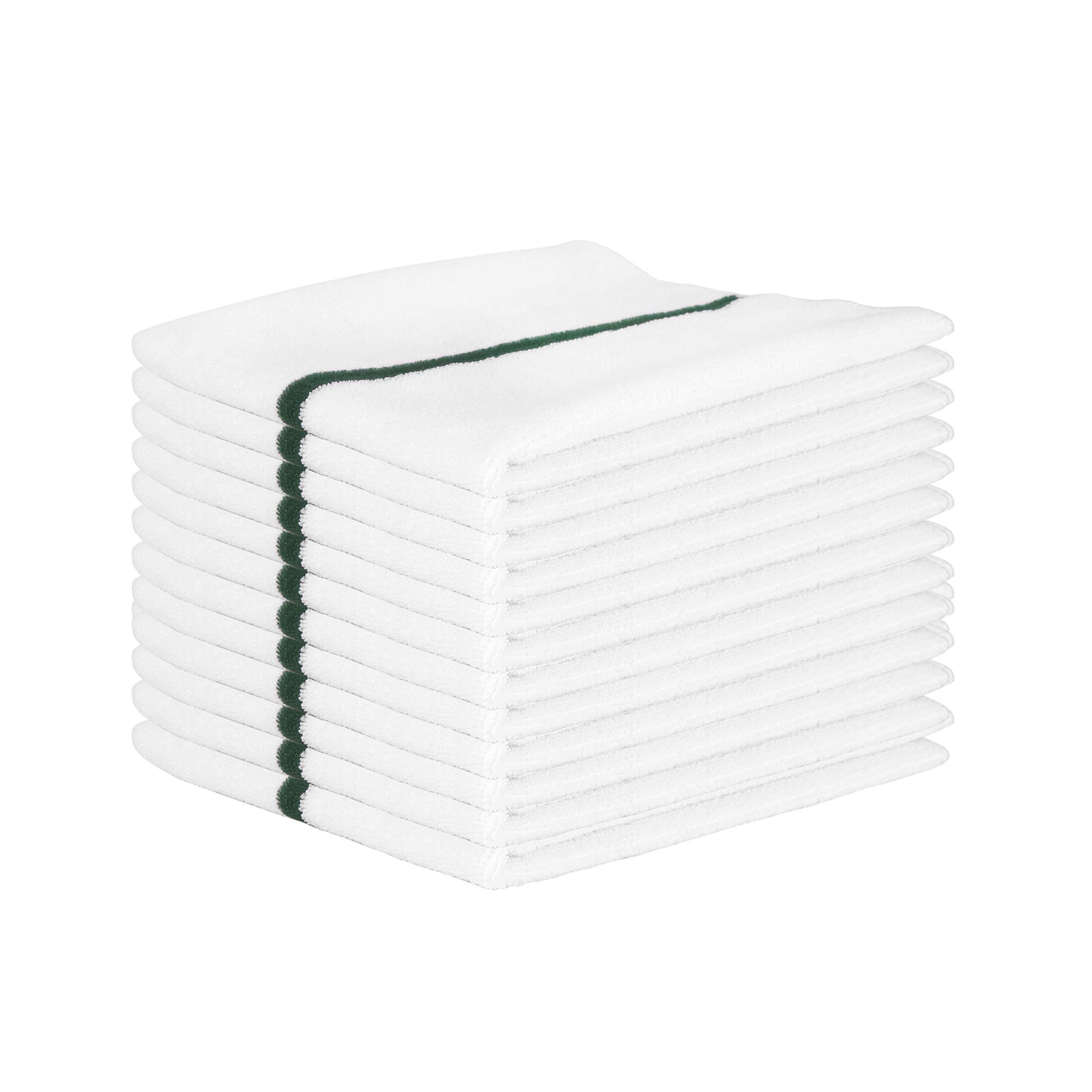 Wiper Central USA Wiper Central USA M915180FG Microfiber Ribbed Bar Mop Towels w/Green Center Stripe, Pack of 12