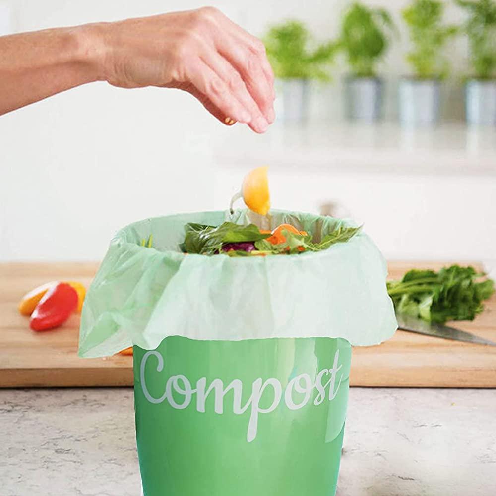 mavere 100% Compost Bags for Kitchen Countertop Compost Bin - 1, 1.2, 1.3, 1.5 Gallon, Kitchen Food Scrap Waste Compostable Small Trash Bags, ASTM D6400, US BPI and Europe OK Compost Home Certified, 100ct