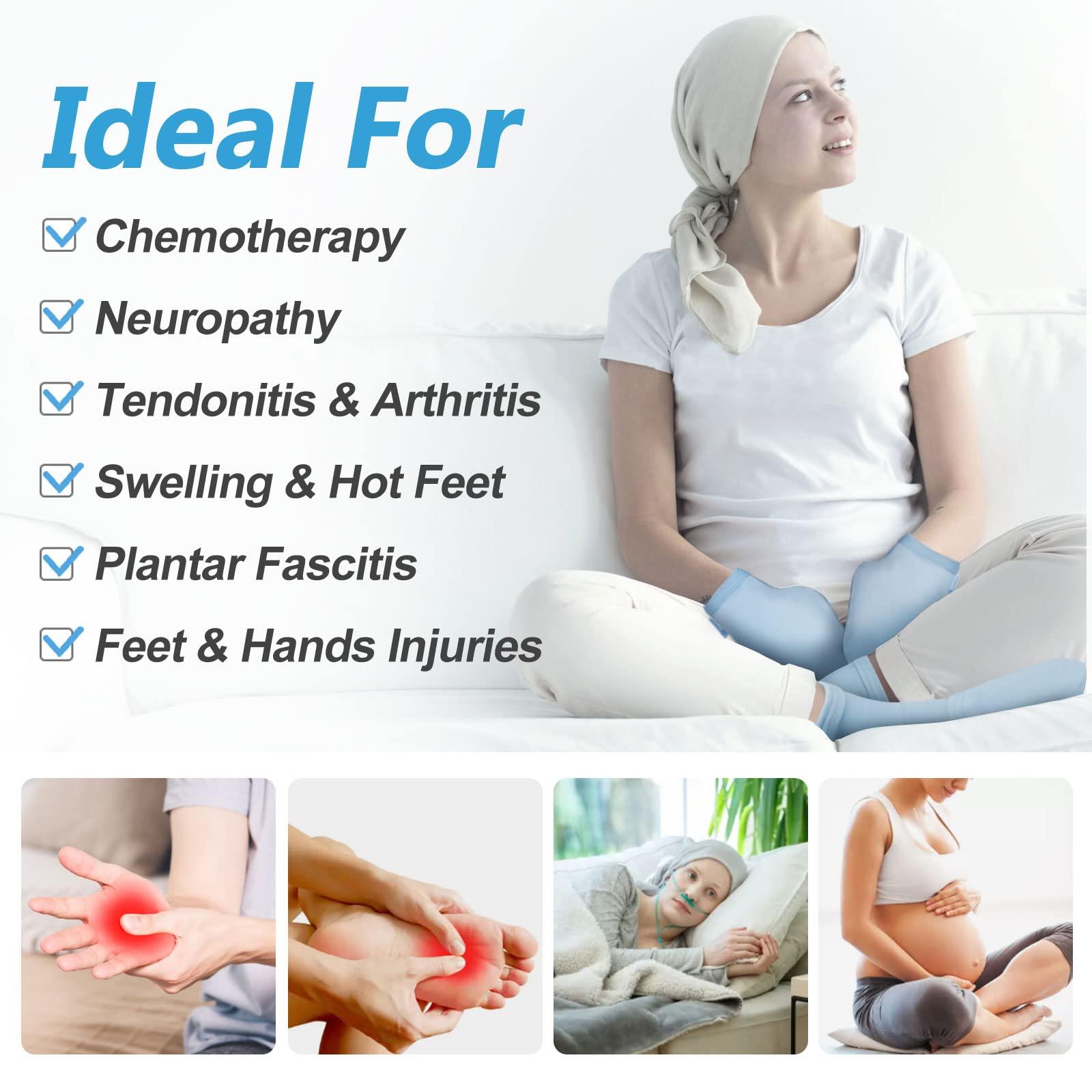 RelaxCoo RelaxCoo Cold Therapy Socks & Gloves for Chemotherapy Neuropathy, Chemo Care Package for Women and Men, Foot & Hand Ice Pack Wrap for Plantar Fasciitis, Carpal Tunnel, Arthritis Hand Pain Relief, L