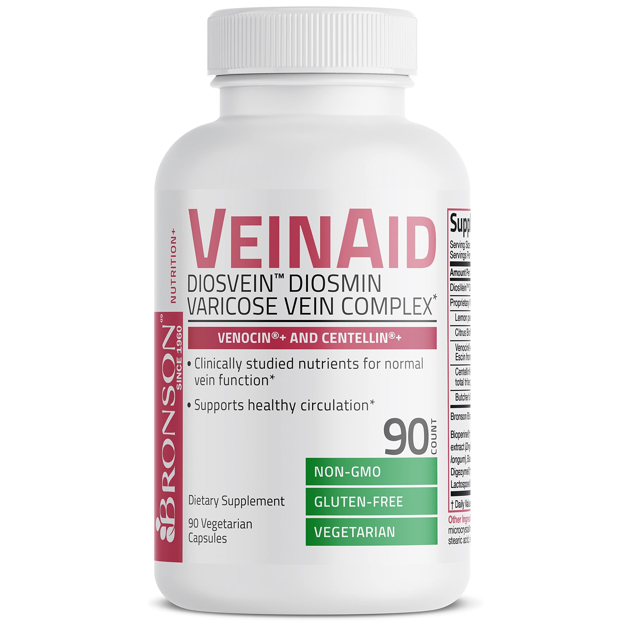 Bronson Bronson VeinAid Diosmin 1000mg DiosVein Varicose Vein Complex with Venocin & Centellin, 90 Vegetarian Capsules