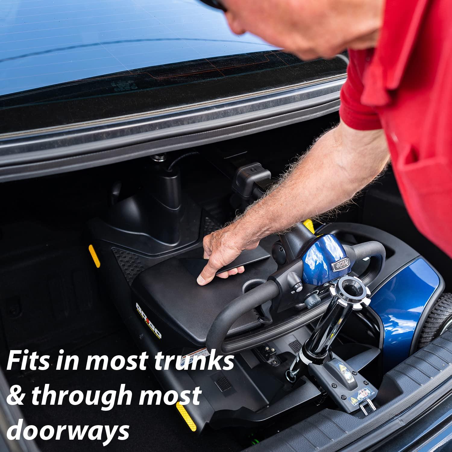 Pride Mobility Pride Mobility Go-Go Elite Traveller 3-Wheel SC40E 12AH, Indoor & Outdoor Travel Electric Mobility Scooter w/Red & Blue Shroud Inserts for Adults, 300 lbs. WC, Up to 4 MPH, 7.25 Range Per Charge