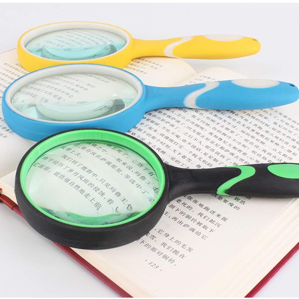 LUSTAR LUSTAR HD Magnifying Glass with Rubber Handle Portable Handheld Reading Magnifier for Elderly and Students Reading Yellow-90mm