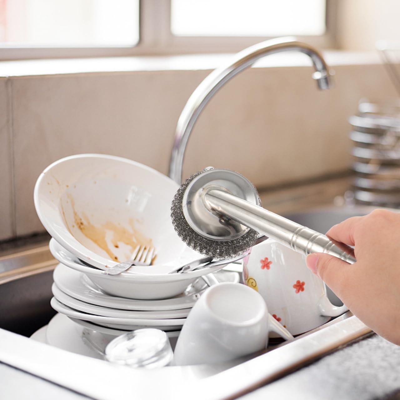 UPKOCH Wire Brush Brush: Helper Scrubber Dish Scouring Bowl Brush Steel Pot Practical Stainless Dishes Sturdy with Wok Ball for Dishwashing Pads Sink Pan Convenient Elastic