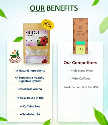 TeaDreamTea TeaDreamTea Hibiscus Tea Bags | 50 Bleach-Free Tea Bags | Caffeine Free | Dried Hibiscus Flowers | Hibiscus Flower Tea | Dried Flower Tea | Brew Hot or Iced |Herbal Hibiscus Tea