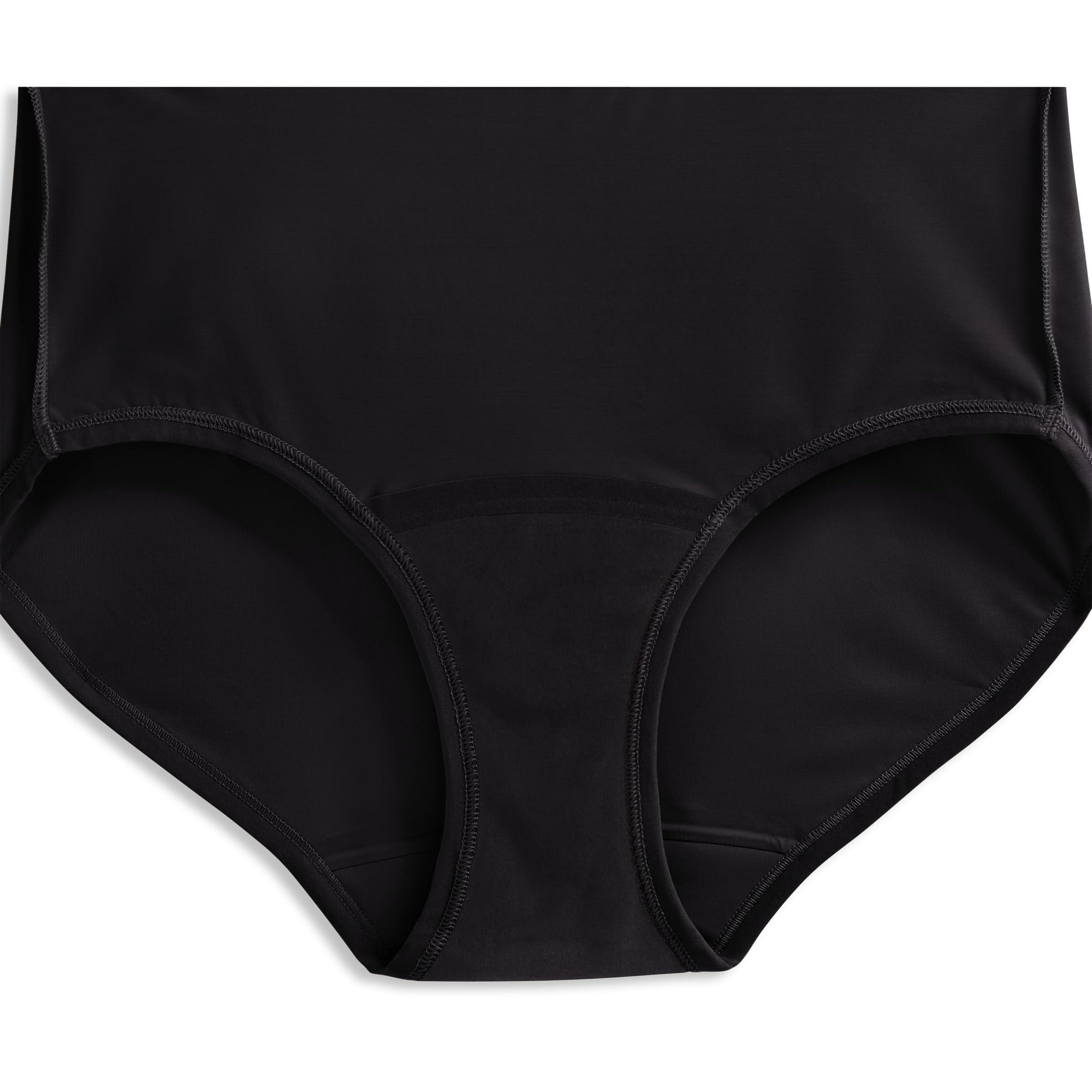 Jockey Jockey Women\'s Underwear Worry Free Microfiber Moderate Absorbency Brief, Black, S