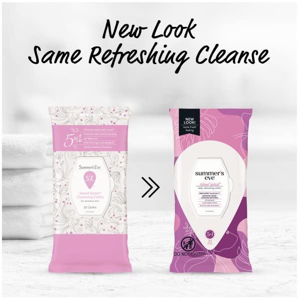 Summer\'s Eve Summers Eve Island Splash Refreshing Daily Feminine Wipes, Removes Odor, pH balanced 32 Count (Pack of 6)