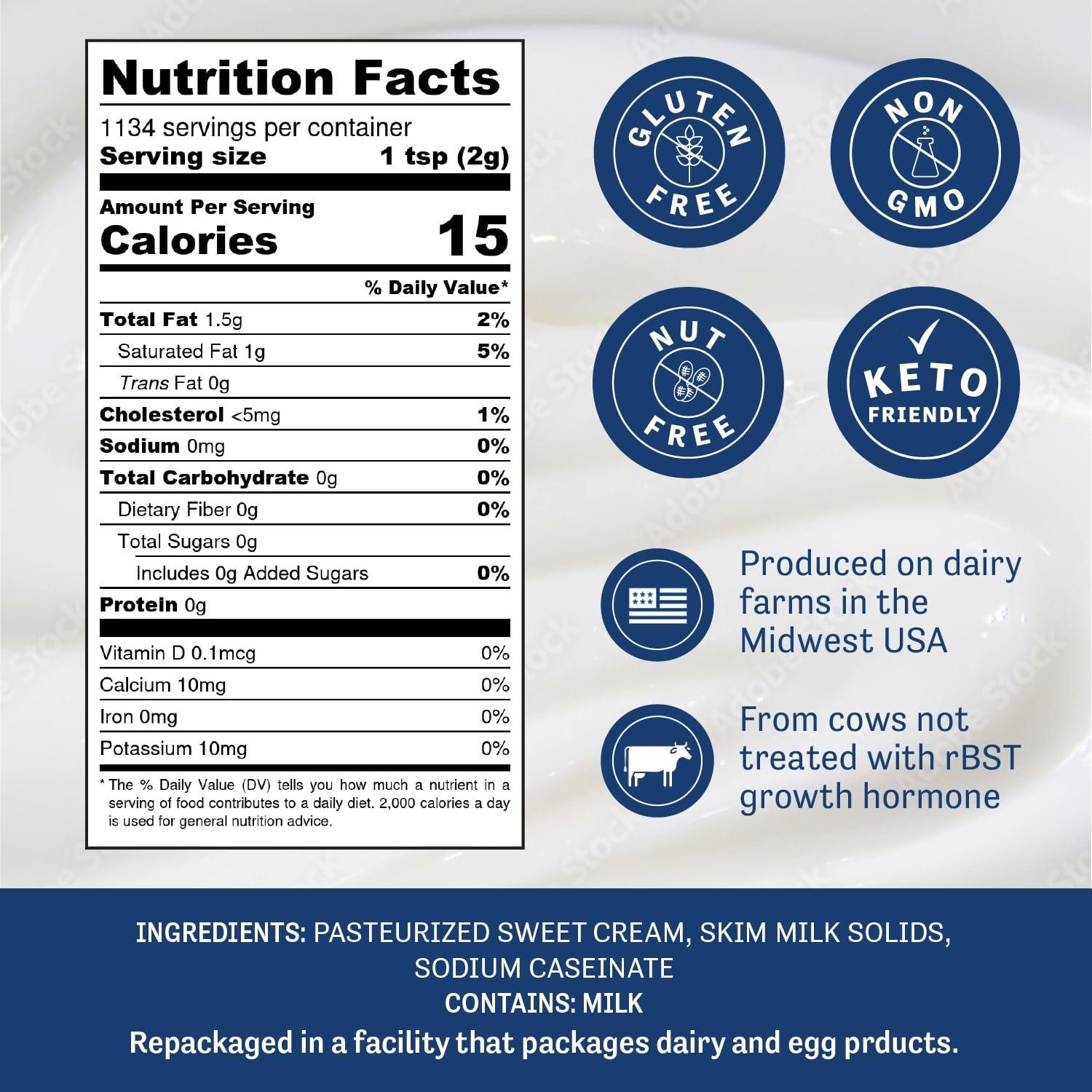 Judee's Gluten Free Judee\'s Heavy Cream Powder 5 lb - GMO and Preservative Free - Produced in the USA - 100% Gluten-Free - Keto Friendly - Add Healthy Fat to Coffee, Sauces, or Dressings - Make Liquid Heavy Cream