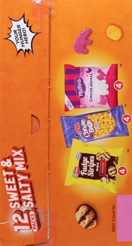 Keebler Keebler Sweet & Salty Mix, Keebler Fudge Stripes, Mother\'s Circus Animals, Utz Mini Cheese Balls, 1 Oz. (Pack of 12)