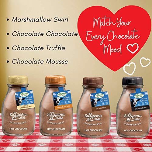 Silly Cow Farms SillyCow Farms Hot Chocolate Variety Pack - Marshmallow Swirl, Chocolate Chocolate, Chocolate Truffle, Chocolate Moo-Usse | Pure Cocoa Delight (16.9 oz Glass Jars Pack of 4)