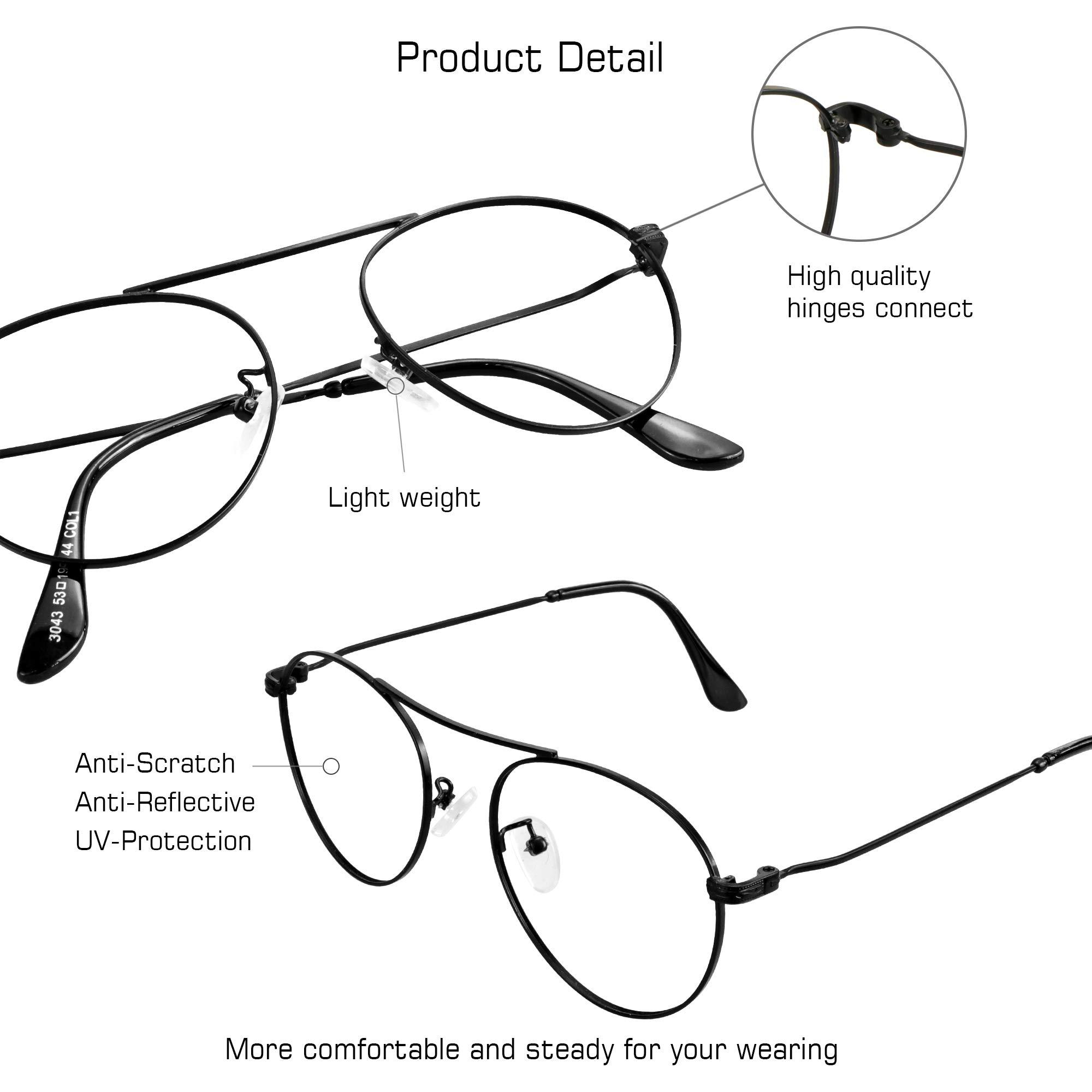 VisionGlobal VisionGlobal Blue Light Blocking Glasses for Women/Men, Anti Eyestrain, Computer Reading, TV Glasses, Stylish Oval Frame, Anti Glare (Black, 3.25 Magnification)